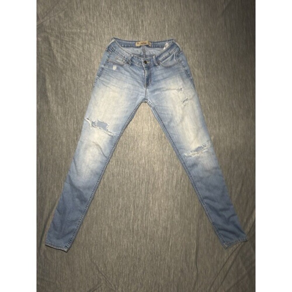 Hollister Super Skinny Stretch Low Rise Ripped Jeans 24x31 Y2K Style